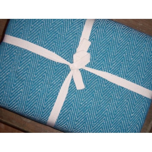 100% Cotton Teal and Natural Herringbone Throw 225×250 cms  only £25