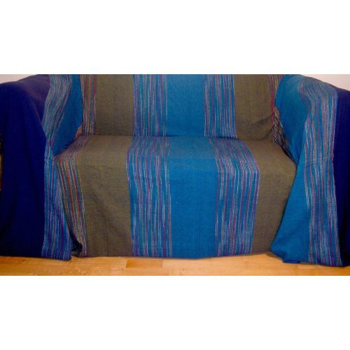 100% Cotton Blue/Turquoise/Green StripeThrow for Sofas, Beds or Wall Hanging. Size 210×255 cms