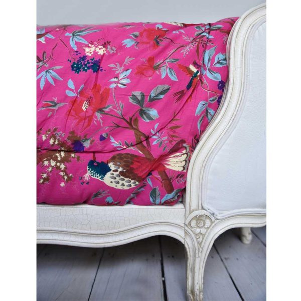 100% Cotton Hot Pink Bird Double/King Quilt/Bedspread/Throw 220x265cms