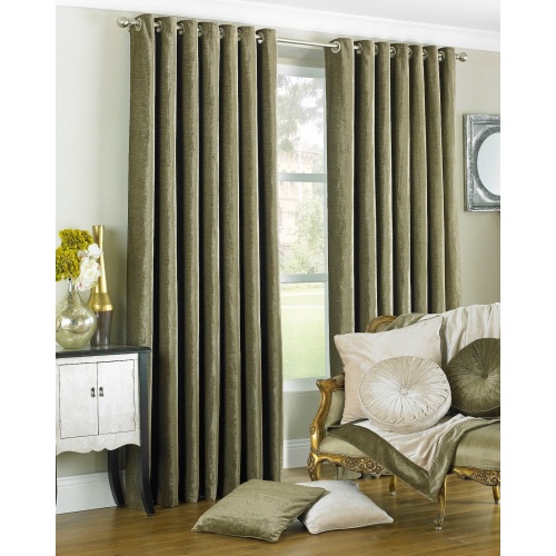 Wellesley Mocha Faux Curtains and Cushions