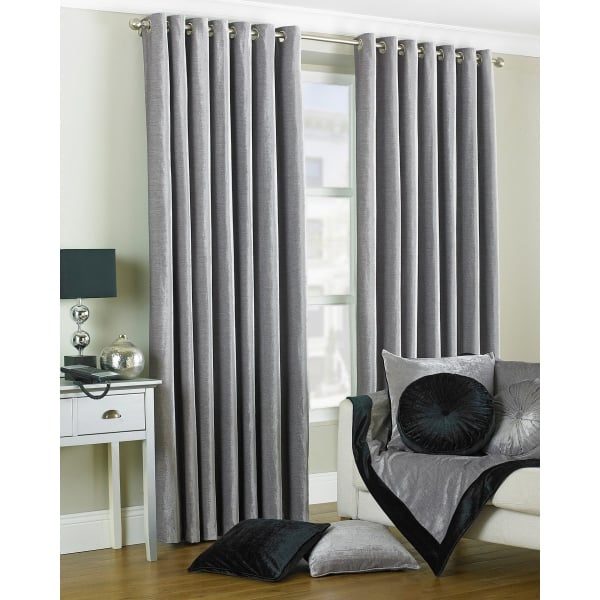Wellesley Silver Faux Curtains and Cushions