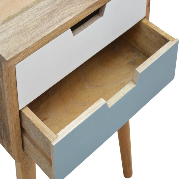 Nordic Style Blue 2 Drawer Bedside Table