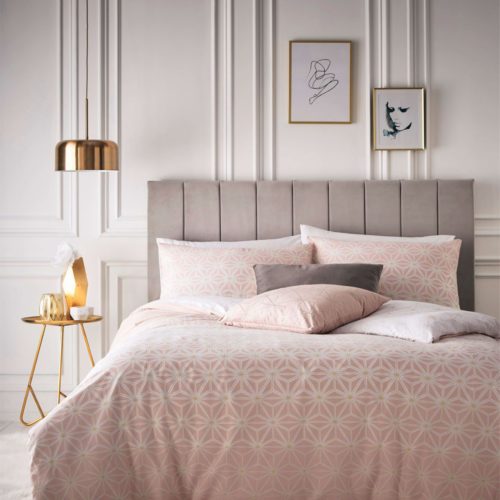 Tessellate Blush/Gold Duvet Cover and Matching Pillow Cases