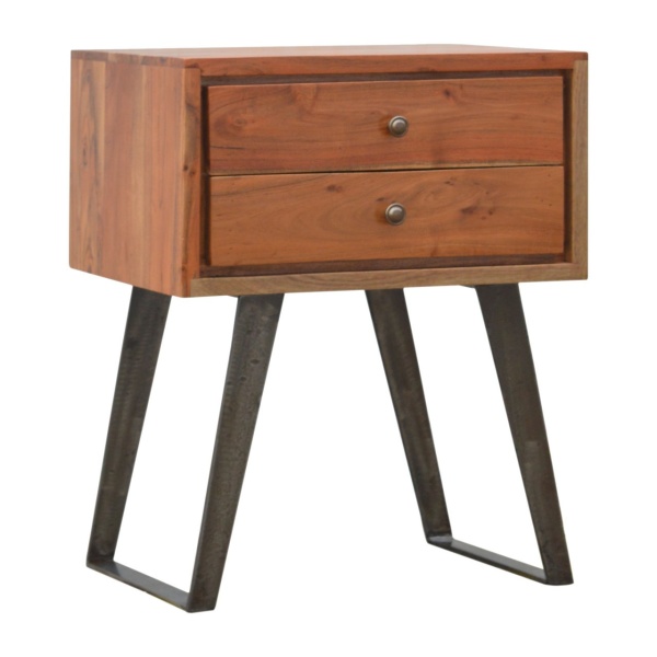 Caramel Bedside  Chest if Drawers with Iron Legs