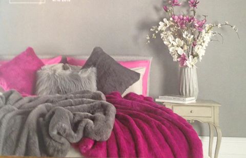 Luxury Faux Fur Magenta VIvid Pink Cushion with Hot Pink Faux Suede Reverse 60x60cms