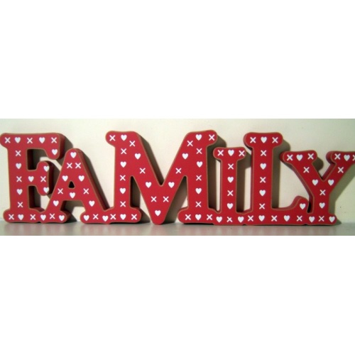 VINTAGE STLYE WOODEN STANDING SIGN ‘FAMILY’ 43x12x2 cms