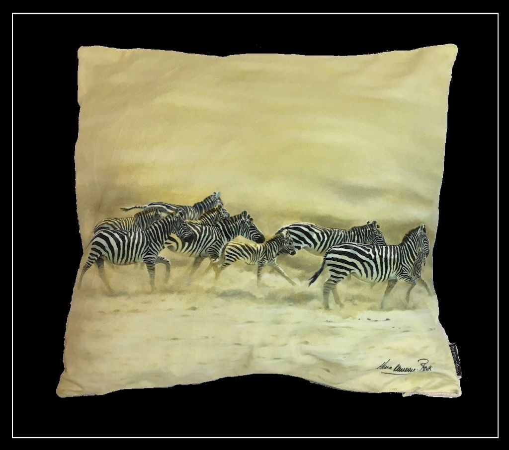 Zebra Design Dust and Stripes Cushion  by Country Matters