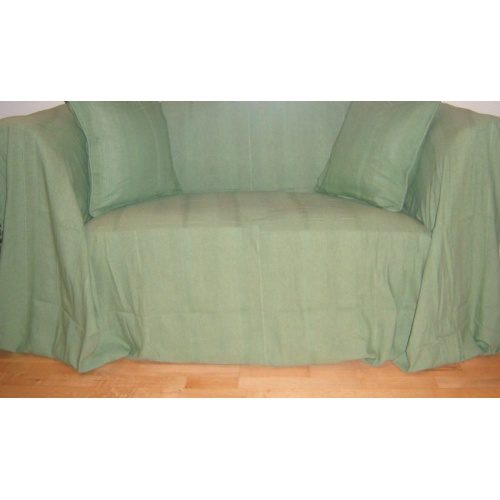 100% Cotton Sage Green Throw –  for 2 seater, 3 seater and large 3 and 4 seater sofas, armchairs and beds
