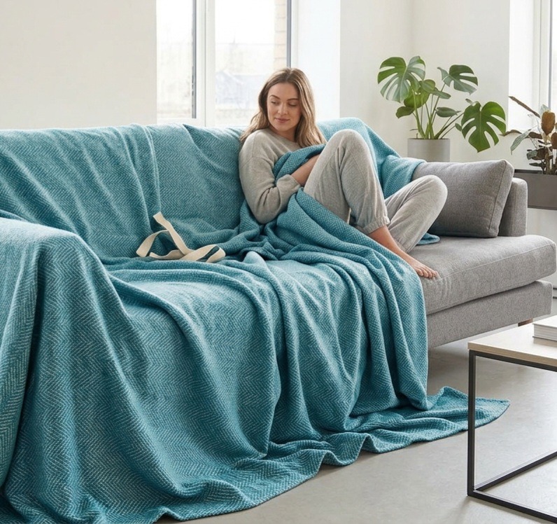 Teal Ruffle Throw Teal Throws - The Sofa Throw Company