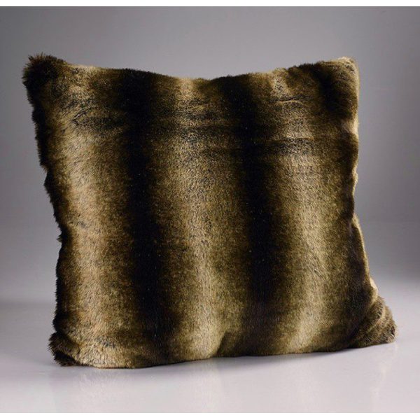 Dark Brown Alaska Luxury Faux Fur Throw and Cushions