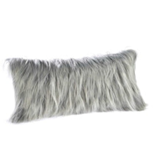 Slate Grey Luxury Faux Fur Boudoir Cushion 60×30 cms