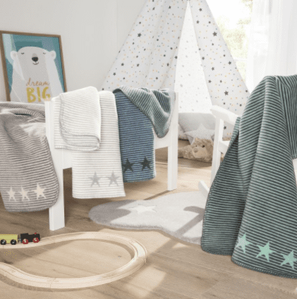 100% Cotton Luxury  Baby Blanket Throws 75x100cms In choice of colours – Rosa, Cream, Blue and Green