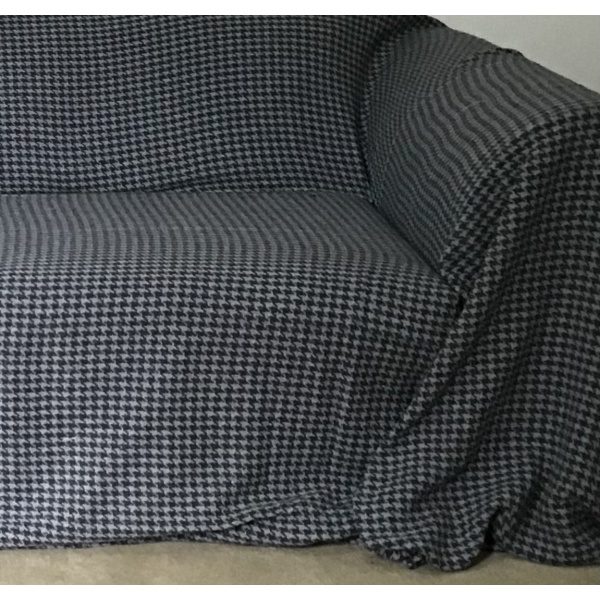 Cotton Grey Houndstooth Throws – for extra large/standard size sofas, chairs, beds