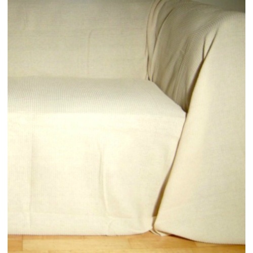 100% Cotton Natural/Cream Throw 130X150 cms  Ideal for Chairs, Pouffees , Beds and Sofa