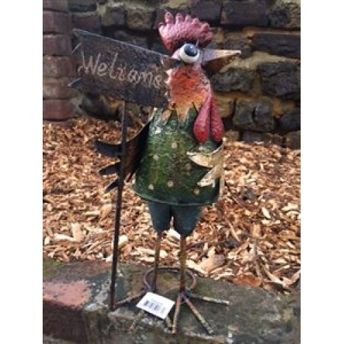 Metal Bird Welcome Vintage Style Garden Ornament/Accessory