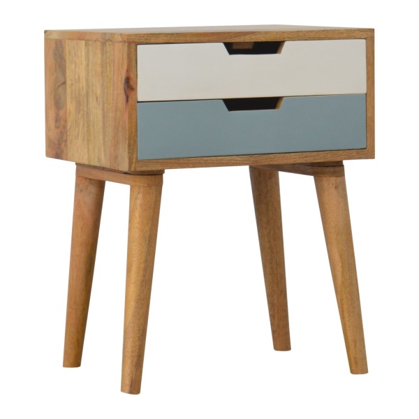 Nordic Style Blue 2 Drawer Bedside Table