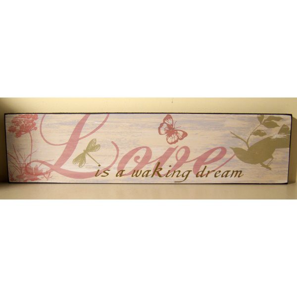VINTAGE STLYE WOODEN  WALL PLAQUE/HANGING SIGN ‘Love is a walking dream’