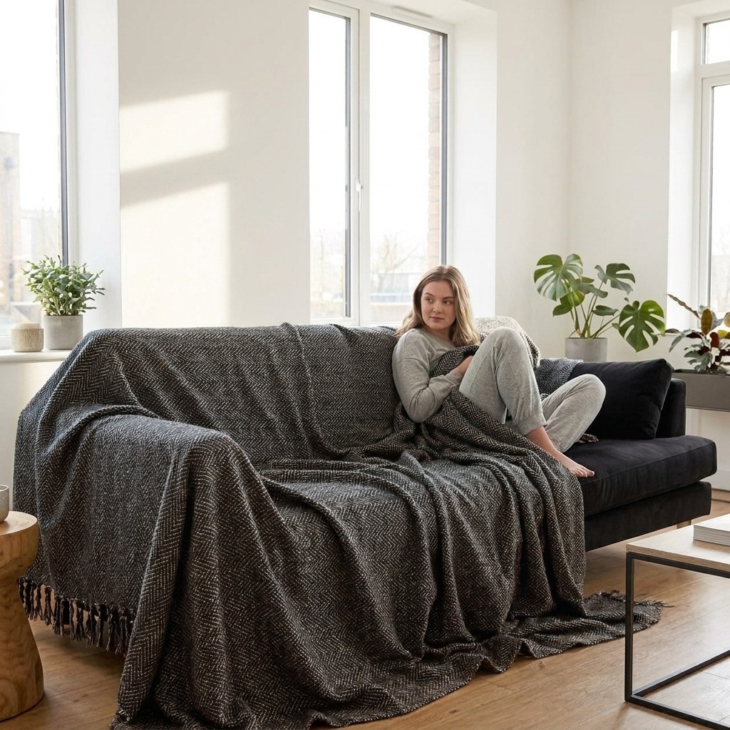 Grey Ribbed Throw Grey Throws - The Sofa Throw Company