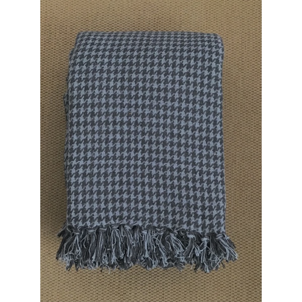 100% Cotton Grey and Charcoal Houndstooth Throws