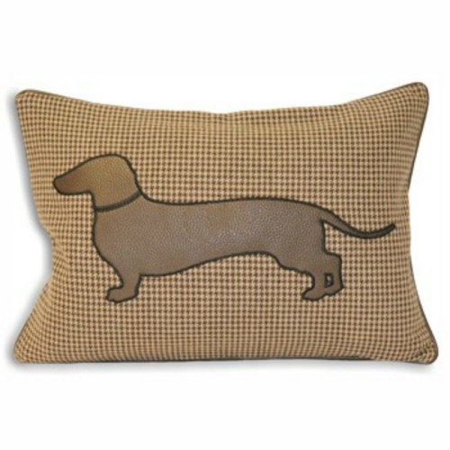 Brown Sausage Dog Cushion with luxury feather pad 35x50cms