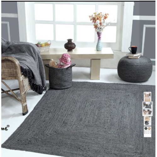Grey/Charcoal Jute Rugs, Runners and Pouffees