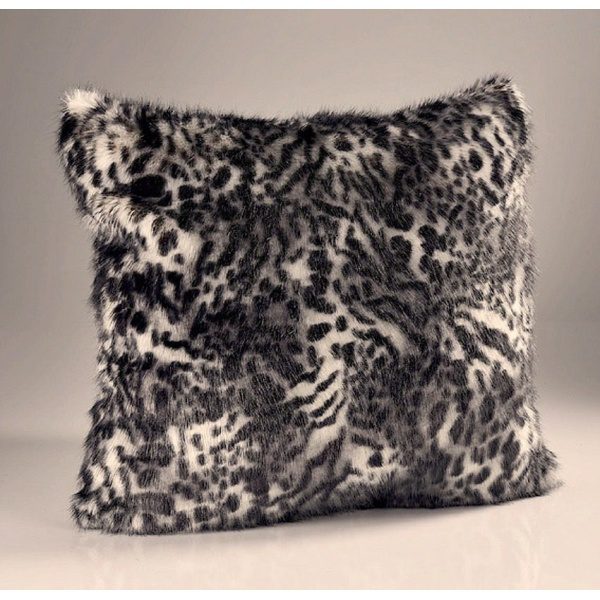 Grey White Leopard Luxury Faux Fur Cushion 60×60 cms