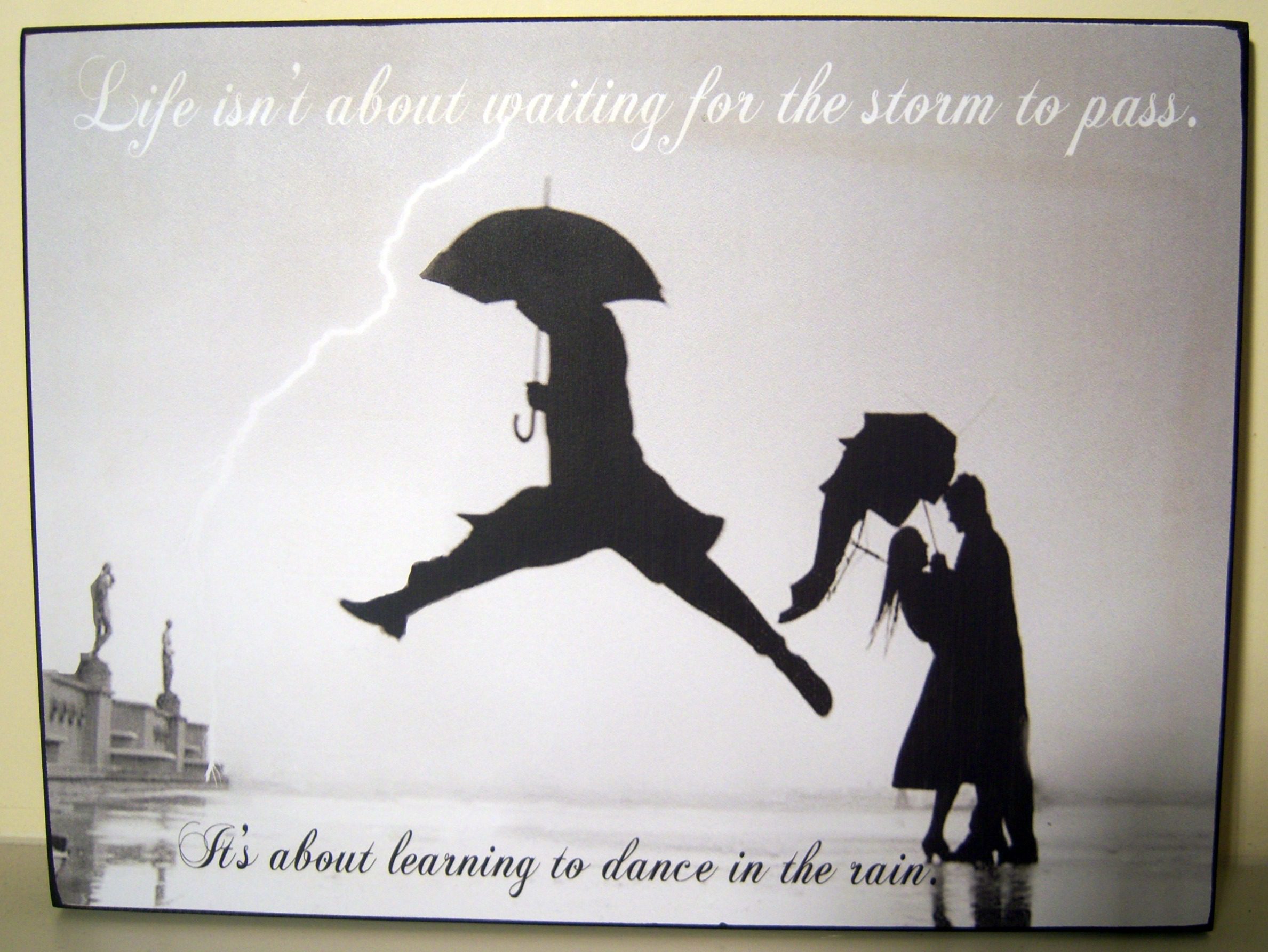 Vintage Wooden Wall Picture ‘Life isn’t about waiting for the storm to pass … It’s about learning