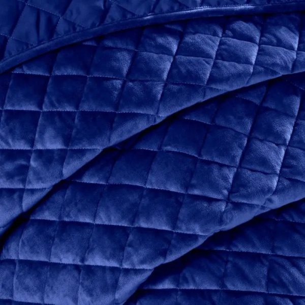 Navy Velvet Woven Quilted Bedspread Set, 220 x 240 Cms