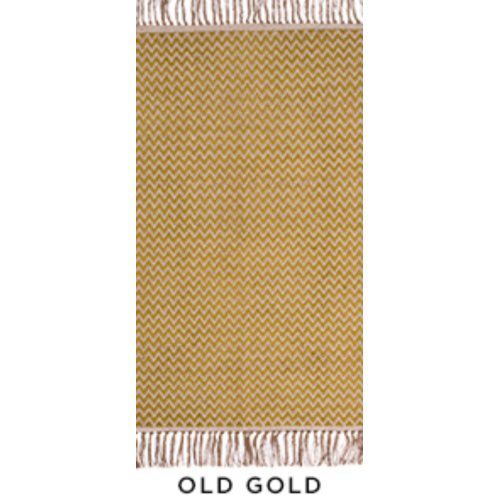 Old Gold Zigzag Weave Cotton/Jute Handloom Rug