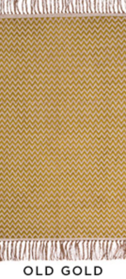 Old Gold Zigzag Weave Cotton/Jute Handloom Rug