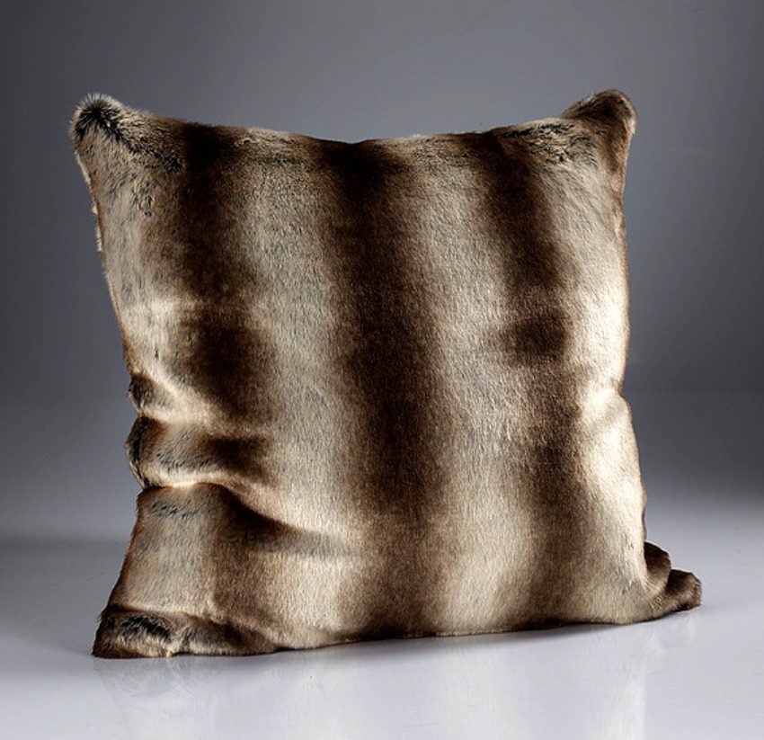 Alaska Rabbit Large Luxury  Faux Fur Cushion 60×60 cms with Feather Pad