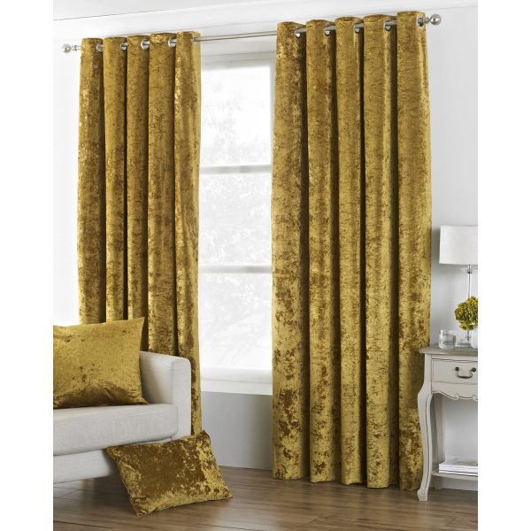Verona Ochre Velvet Curtains/Bedding/Furnishings