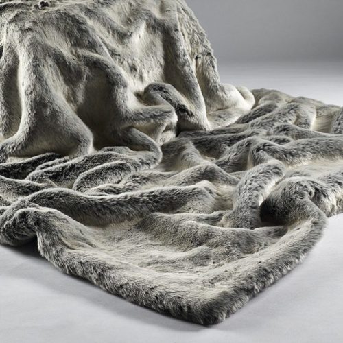 Alaska Fox Luxury Grey Faux Fur Throws and Cushions