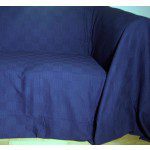 100% Cotton Dark Blue Blue Armchair or 2 Seater Sofa Throw 180 x 250 cm