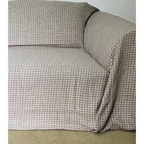 100% Cotton Natural and Beige Houndstooth Throws – for sofas, armchairs and beds