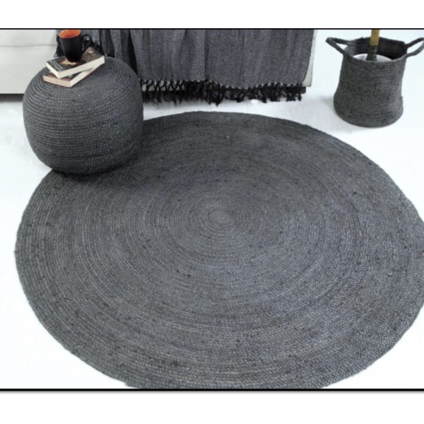 Grey/Charcoal Jute Rugs, Runners and Pouffees