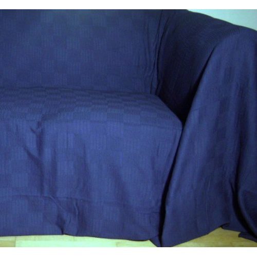 100% Cotton Dark Blue Throw 225x250cms – ideal for 2 seater and 3 seater sofas