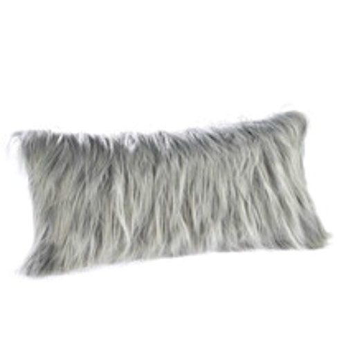 Slate Grey Luxury Faux Fur Boudoir Cushion 40×30 cms