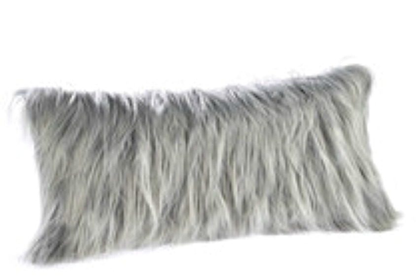 Slate Grey Luxury Faux Fur Boudoir Cushion 40×30 cms