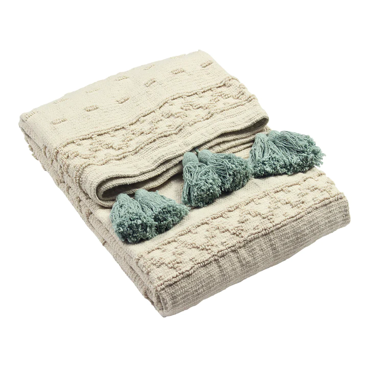 100% Cotton Boho Seafoam Throw size 130×180 cms – Ideal for sofas, chairs and beds