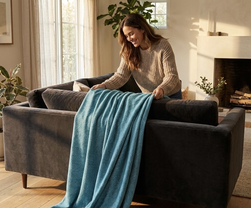 Teal Ruffle Throw Teal Throws - The Sofa Throw Company