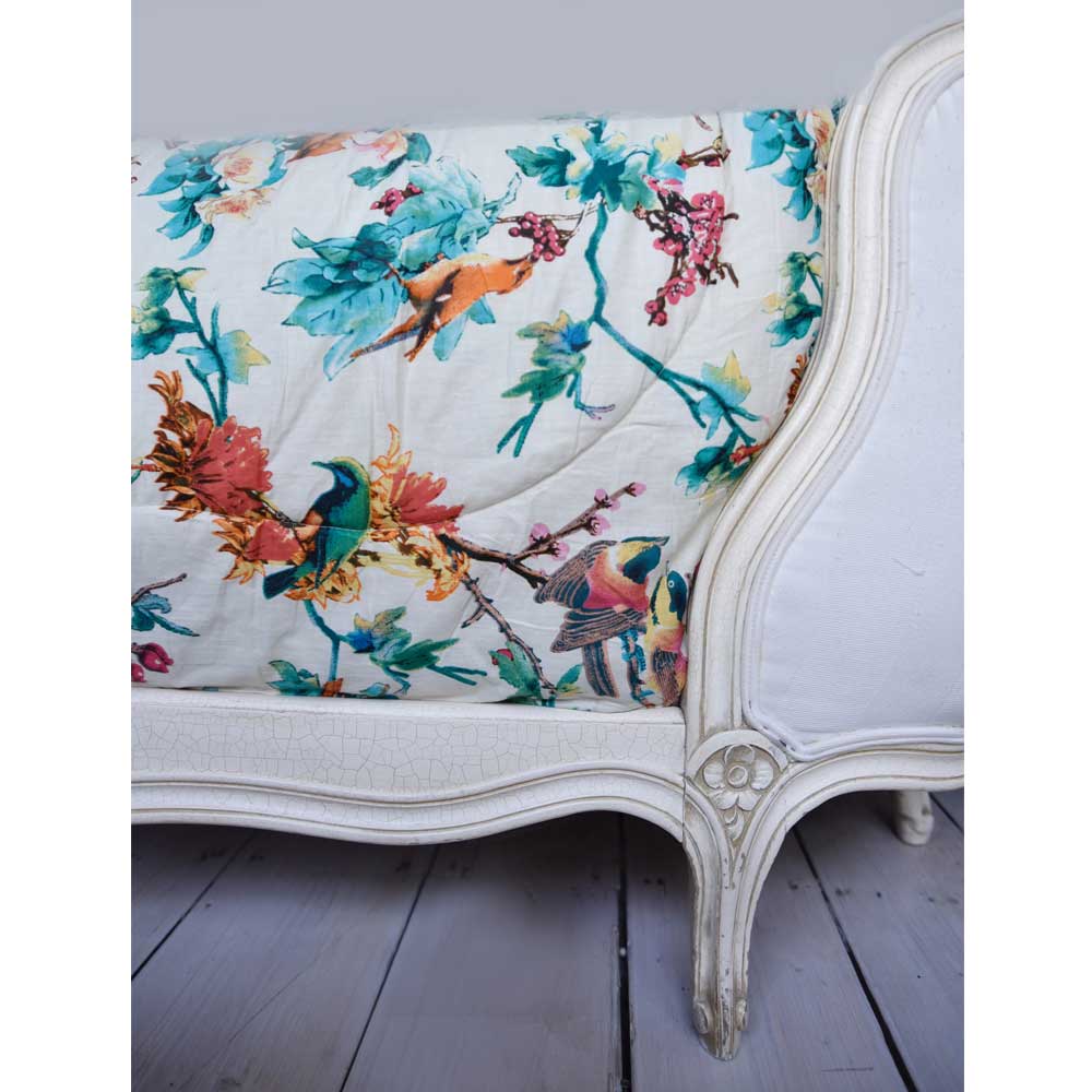 100% Cotton Turquoise Hummingbird Print Quilt/Throw/Beds 220x265cms
