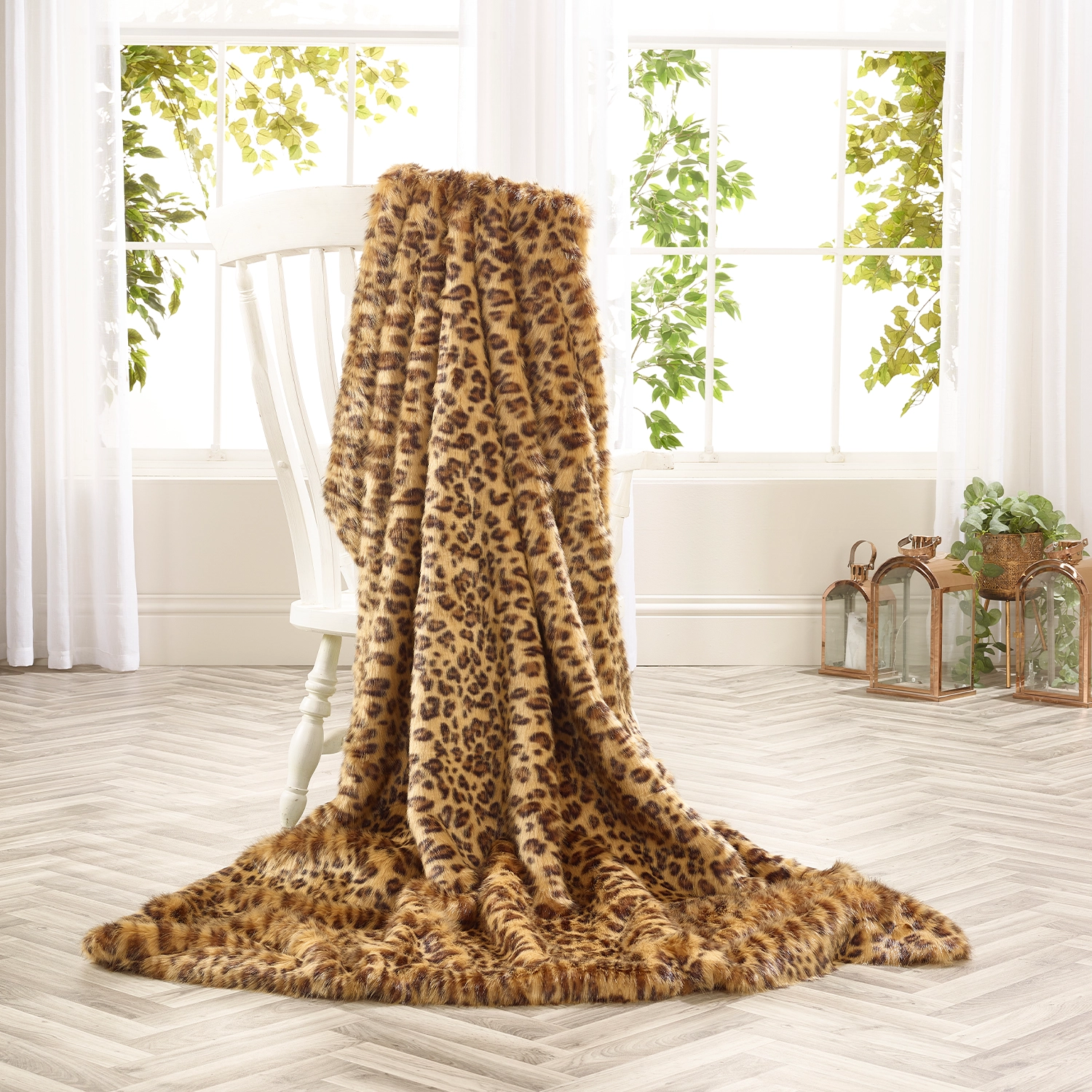 Gold Leopard Luxury Faux Fur Throws and Cushions