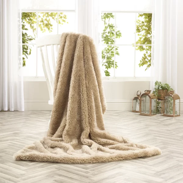 Pebble Luxury Faux Fur Throw and Cushion
