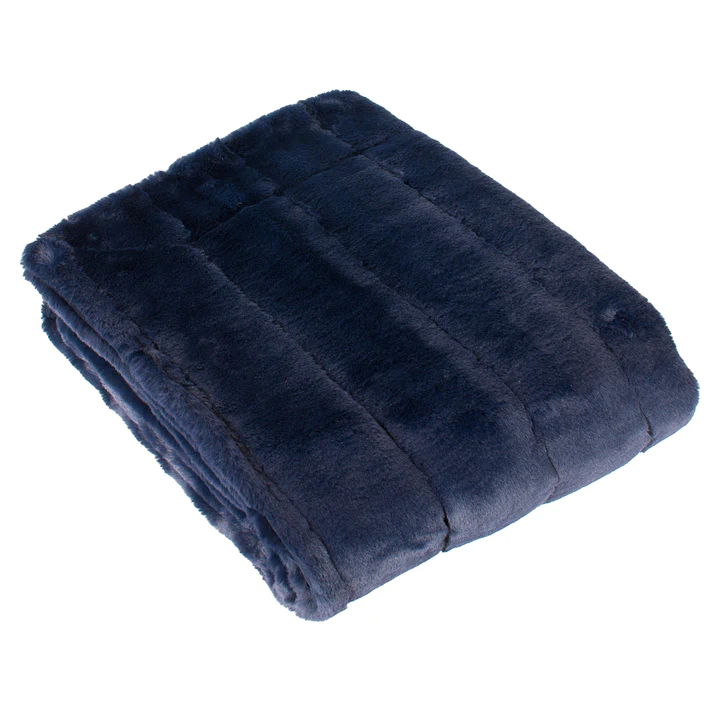 Navy Faux Fur Blanket Throw  for sofas, chairs, beds