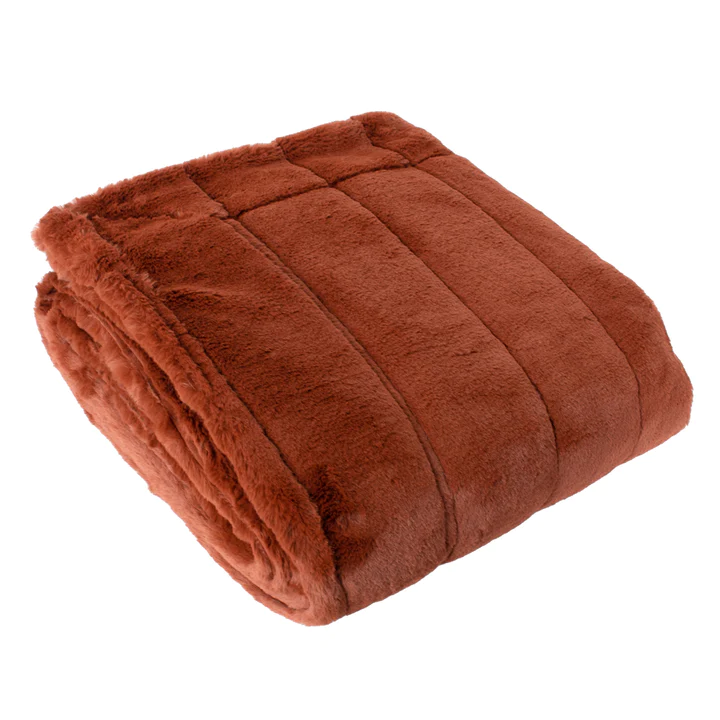 Rust Faux Fur Blanket Throw for sofas, chairs, beds