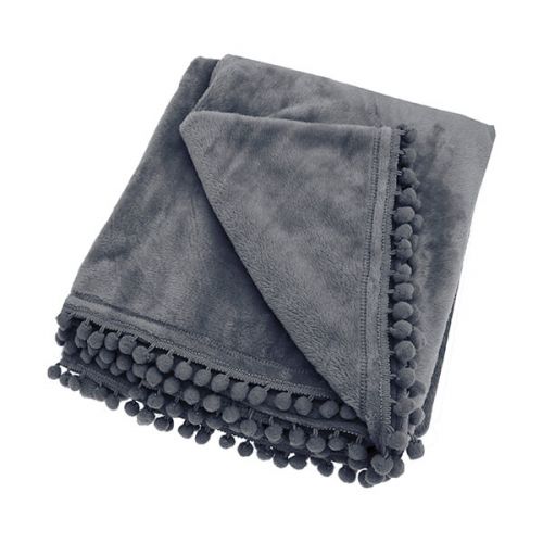 Charcoal Cashmere Touch Fleece Blanket Throw  and Matching Cushion – for sofas, beds, chairs
