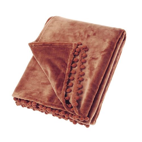 Nutmeg Cashmere Touch Fleece Blanket/Throw and Matching Cushion – for sofas, beds, chairs