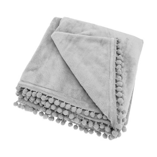 Grey Cashmere Touch Fleece Blanket Throw and Matching Cushion – for sofas, beds, chairs