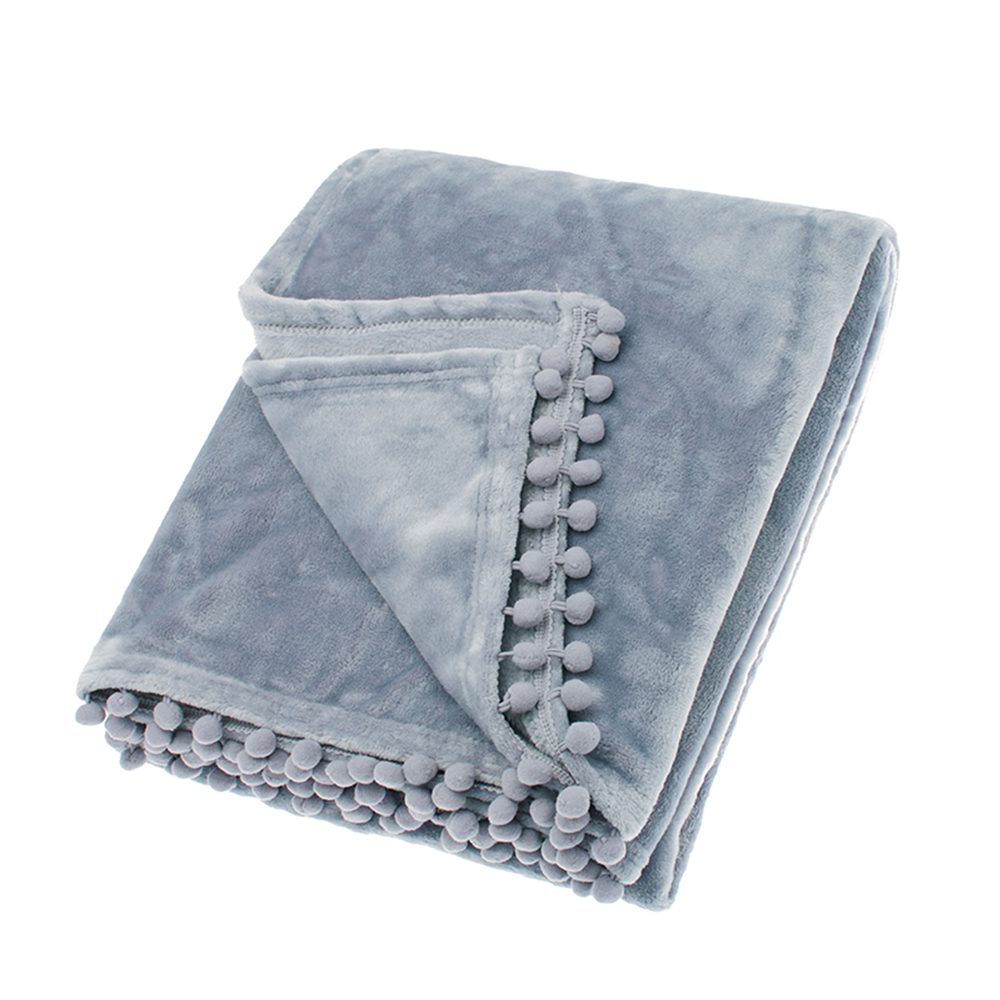 Periwinkle Cashmere Touch Fleece Blanket Throw and Matching Cushion – for sofas, beds, chairs